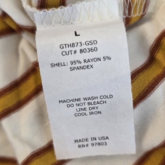 🔴 Green Envelope Tank Top Womens Large White Brown Striped Tie Back Sleeveless - Picture 10 of 15